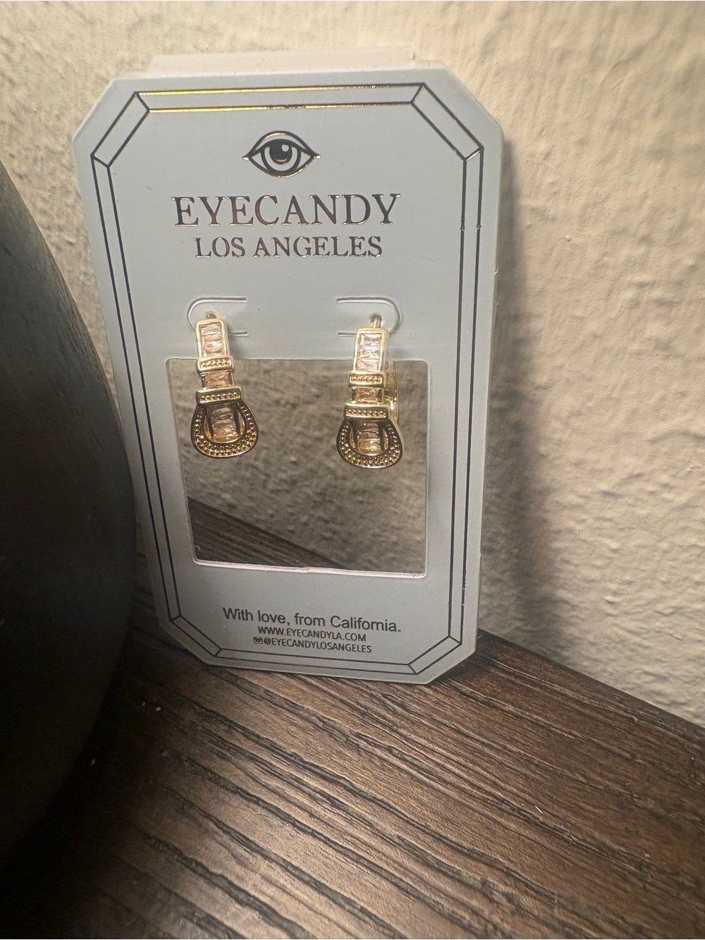 NEW Eye Candy Gold Buckle Hoop Earrings